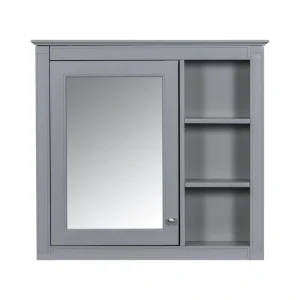 Siavonce 7-in x 28-in Surface Mount Grey Mirrored Soft Close Medicine Cabinet