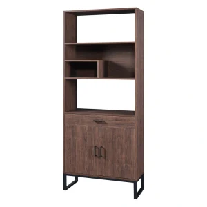 Siavonce Walnut 5-Shelf Office Cabinet
