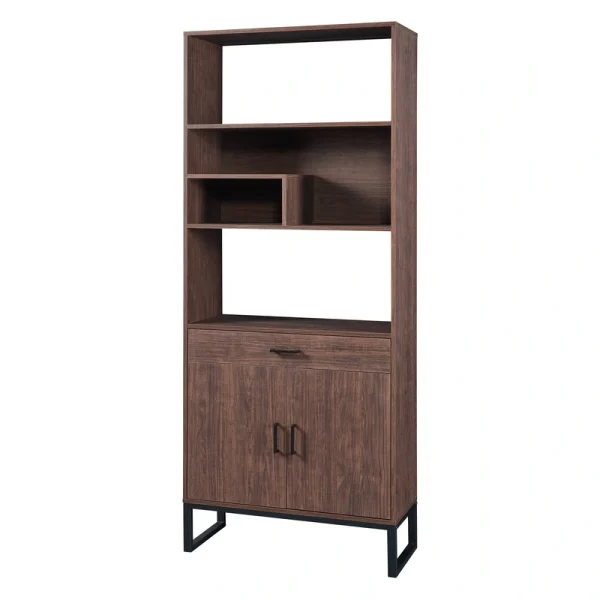 Siavonce Walnut 5-Shelf Office Cabinet
