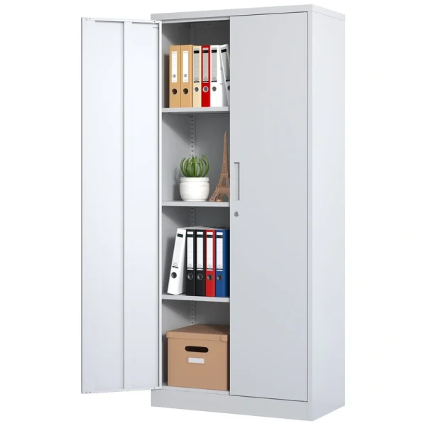 Siavonce White 4-Shelf Office Cabinet