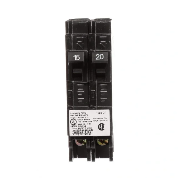 Siemens 15/20 Amp Single Pole Tandem NCL Type QT Circuit Breaker