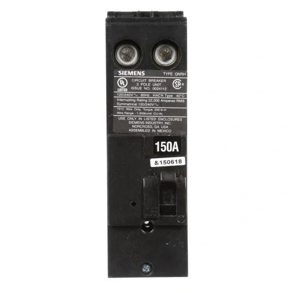 Siemens 150 Amp Double-Pole Type QNH 22kA Reverse Handle Circuit Breaker