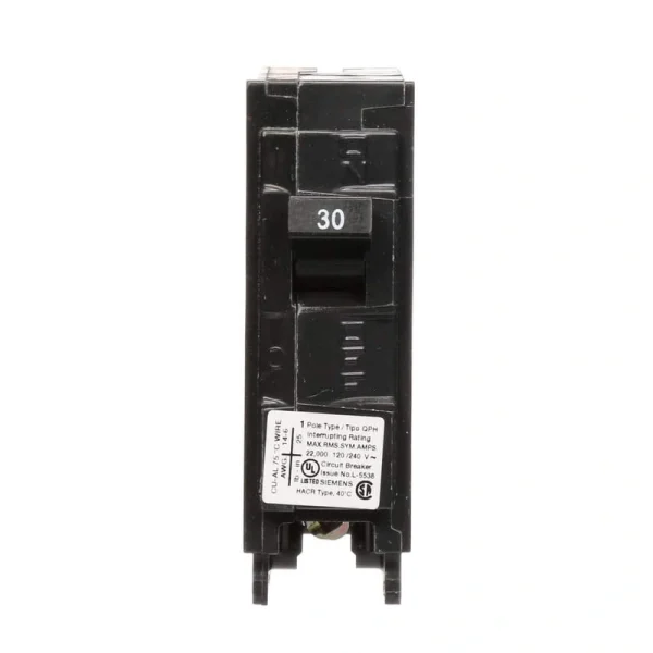Siemens 30 Amp 1-Pole 22 kA Type QPH Circuit Breaker