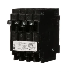 Siemens Triplex Two Outer 20 Amp Single-Pole and One Inner 20 Amp Double-Pole Circuit Breaker