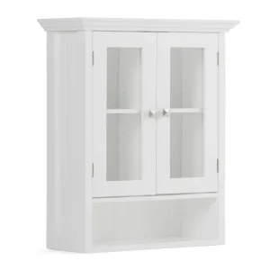 Simpli Home Acadian 23.6-in x 28-in x 10-in White Soft Close Bathroom Wall Cabinet