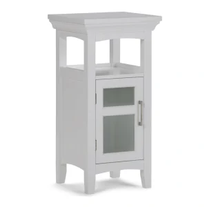 Simpli Home Avington 15-in x 29.9-in x 14-in White Freestanding Soft Close Linen Cabinet
