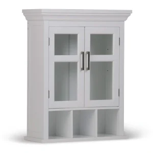 Simpli Home Avington 23.6-in x 30-in x 10-in White Soft Close Bathroom Wall Cabinet