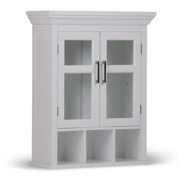 Simpli Home Avington 23.6-in x 30-in x 10-in White Soft Close Bathroom Wall Cabinet