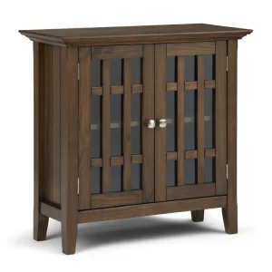 Simpli Home Bedford Rustic Natural Aged Brown Transitional Wood Media Cabinet T726917476