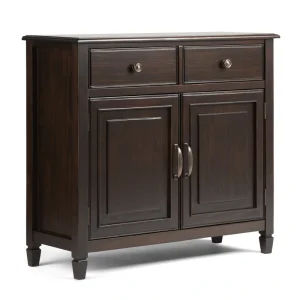 Simpli Home Connaught Dark Chestnut Brown Traditional Wood Media Cabinet T726917464