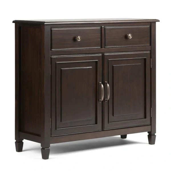 Simpli Home Connaught Dark Chestnut Brown Traditional Wood Media Cabinet T726917464