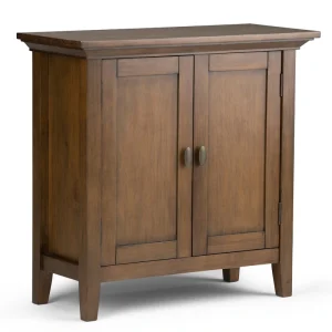 Simpli Home Redmond Rustic Natural Aged Brown Transitional Wood Media Cabinet