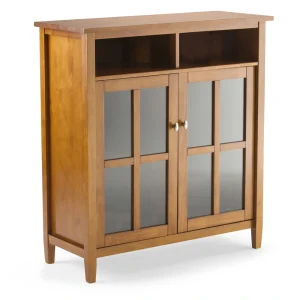 Simpli Home Warm Shaker Light Golden Brown Transitional Wood Media Cabinet T726917462