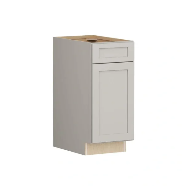SIMPLY WOODMARK PRO Shaker Full Overlay 15 in. W. x 24 in. D x 34.5 in. H Plywood Assembled Base Kitchen Cabinet in Stone Gray