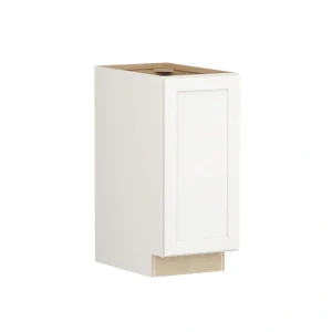SIMPLY WOODMARK PRO Shaker Full Overlay 15 in. W. x 24 in. D x 34.5 in. H Plywood Assembled Full Height Base Kitchen Cabinet in Linen White