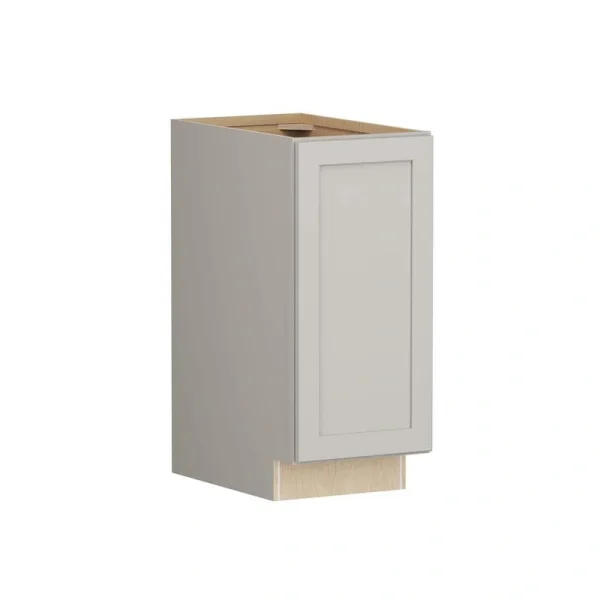 SIMPLY WOODMARK PRO Shaker Full Overlay 15 in. W. x 24 in. D x 34.5 in. H Plywood Assembled Full Height Base Kitchen Cabinet in Stone Gray