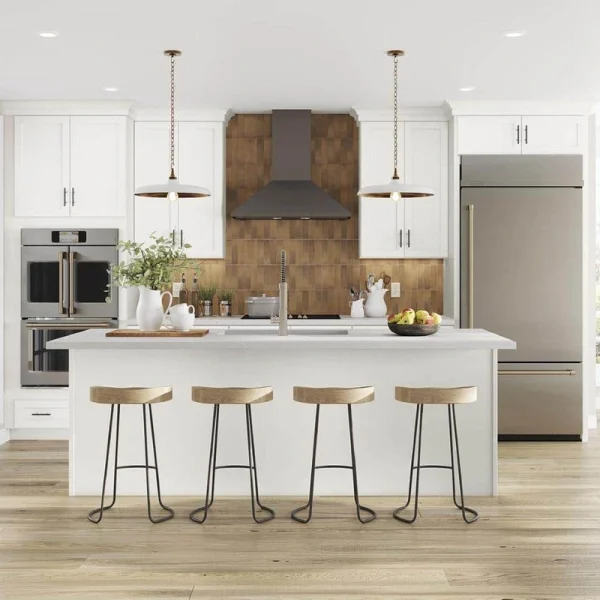 SIMPLY WOODMARK PRO Shaker Full Overlay 21 in. W x 12 in. D x 42 in. H Plywood Assembled Wall Kitchen Cabinet in Linen White