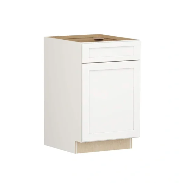 SIMPLY WOODMARK PRO Shaker Full Overlay 21 in. W. x 24 in. D x 34.5 in. H Plywood Assembled Base Kitchen Cabinet in Linen White