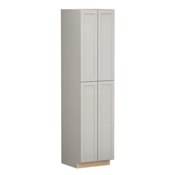 SIMPLY WOODMARK PRO Shaker Full Overlay 24 in. W x 24 in. D x 96 in. H Plywood Assembled Pantry Kitchen Cabinet in Stone Gray