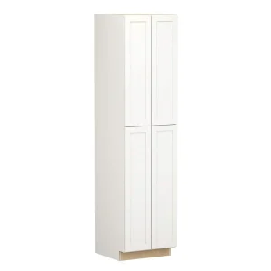 SIMPLY WOODMARK PRO Shaker Full Overlay 24 in. W x 24 in. D x 96 in. H Plywood Assembled Utility Kitchen Cabinet in Linen White