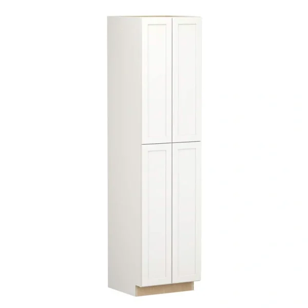 SIMPLY WOODMARK PRO Shaker Full Overlay 24 in. W x 24 in. D x 96 in. H Plywood Assembled Utility Kitchen Cabinet in Linen White
