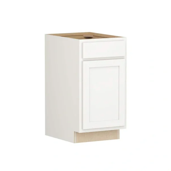 SIMPLY WOODMARK PRO Shaker Partial Overlay 18 in. W x 24 in. D x 34.5 in. H Plywood Assembled Base Kitchen Cabinet in Linen White