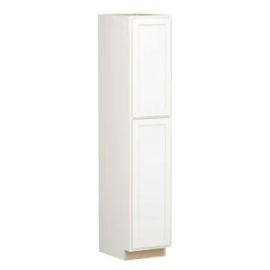 SIMPLY WOODMARK PRO Shaker Partial Overlay 18 in. W x 24 in. D x 90 in. H Plywood Assembled Utility Kitchen Cabinet in Linen White