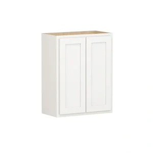 SIMPLY WOODMARK PRO Shaker Partial Overlay 24 in. W x 12 in. D x 30 in. H Plywood Assembled Wall Kitchen Cabinet in Linen White