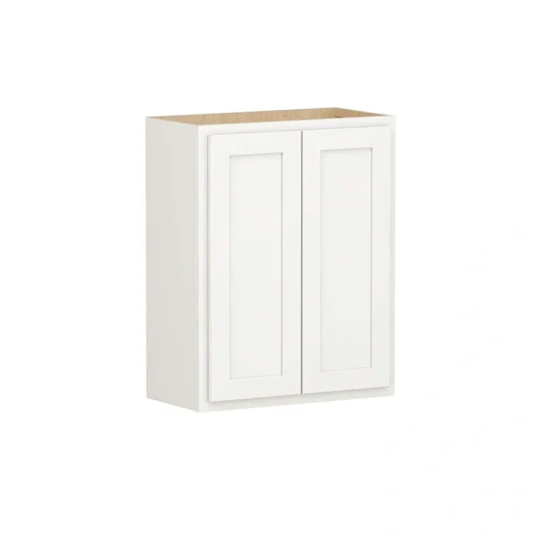 SIMPLY WOODMARK PRO Shaker Partial Overlay 24 in. W x 12 in. D x 30 in. H Plywood Assembled Wall Kitchen Cabinet in Linen White