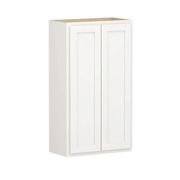 SIMPLY WOODMARK PRO Shaker Partial Overlay 24 in. W x 12 in. D x 42 in. H Plywood Assembled Wall Kitchen Cabinet in Linen White