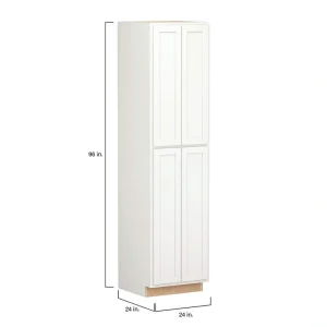 SIMPLY WOODMARK PRO Shaker Partial Overlay 24 in. W x 24 in. D x 96 in. H Plywood Assembled Utility Kitchen Cabinet in Linen White