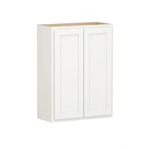 SIMPLY WOODMARK PRO Shaker Partial Overlay 27 in. W x 12 in. D x 36 in. H Plywood Assembled Wall Kitchen Cabinet in Linen White