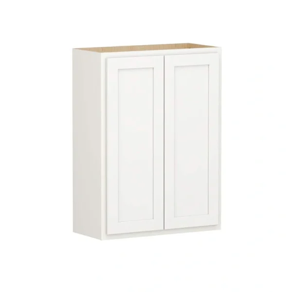 SIMPLY WOODMARK PRO Shaker Partial Overlay 27 in. W x 12 in. D x 36 in. H Plywood Assembled Wall Kitchen Cabinet in Linen White