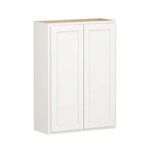 SIMPLY WOODMARK PRO Shaker Partial Overlay 30 in. W x 12 in. D x 42 in. H Plywood Assembled Wall Kitchen Cabinet in Linen White