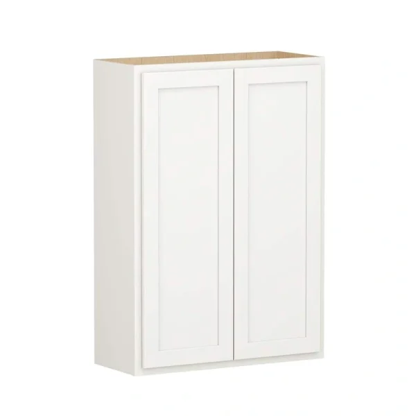 SIMPLY WOODMARK PRO Shaker Partial Overlay 30 in. W x 12 in. D x 42 in. H Plywood Assembled Wall Kitchen Cabinet in Linen White