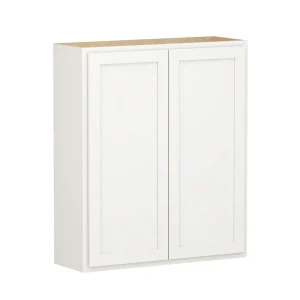 SIMPLY WOODMARK PRO Shaker Partial Overlay 36 in. W x 12 in. D x 42 in. H Plywood Assembled Wall Kitchen Cabinet in Linen White