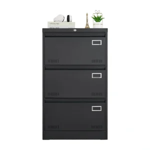 SINOFURN Black 3-Drawer 23.6-in File Cabinet T726917445