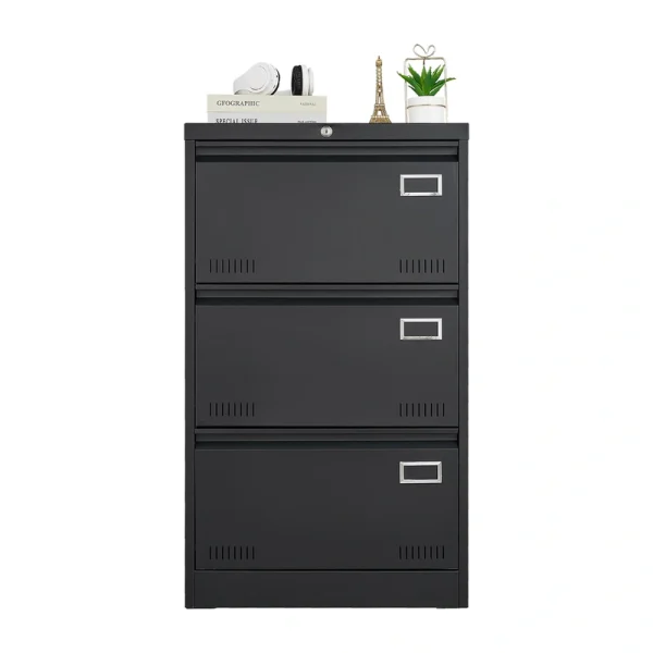 SINOFURN Black 3-Drawer 23.6-in File Cabinet T726917445