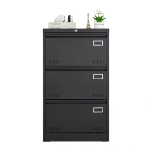 SINOFURN Black 3-Drawer 23.6-in File Cabinet T726917454