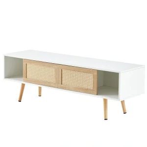 SINOFURN Farmhouse/Rustic White Tv Cabinet (Accommodates TVs up to 60-in)