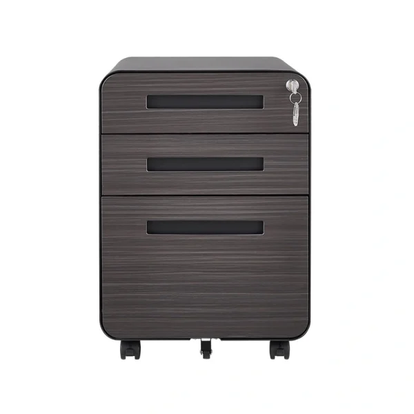 SINOFURN Gray Black 3-Drawer 15.8-in File Cabinet