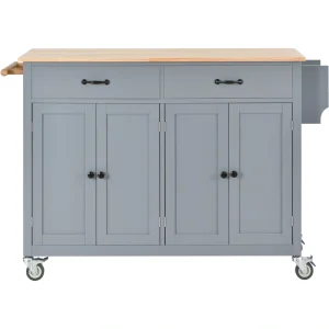SINOFURN Gray Mdf Base with Wood Top Rolling Kitchen Cart (18.5-in x 54.33-in x 36.22-in) T726917392