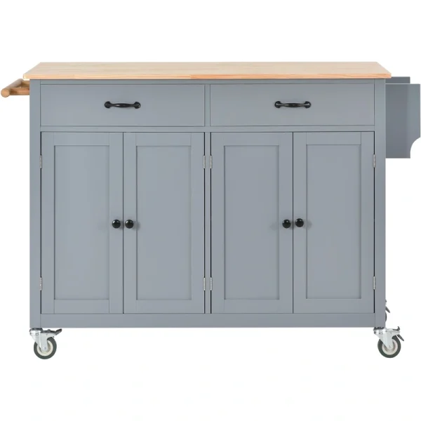 SINOFURN Gray Mdf Base with Wood Top Rolling Kitchen Cart (18.5-in x 54.33-in x 36.22-in) T726917392