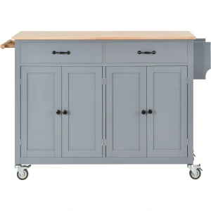 SINOFURN Gray Mdf Base with Wood Top Rolling Kitchen Cart (18.5-in x 54.33-in x 36.22-in) T726917397