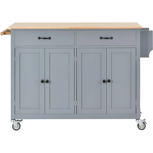 SINOFURN Gray Mdf Base with Wood Top Rolling Kitchen Cart (18.5-in x 54.33-in x 36.22-in) T726917397