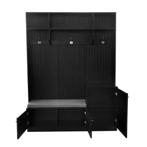 SINOFURN Modern 59-in Black Wood Hall Tree