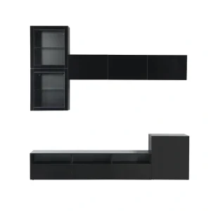 SINOFURN Modern/Contemporary Black Tv Cabinet (Accommodates TVs up to 70-in)
