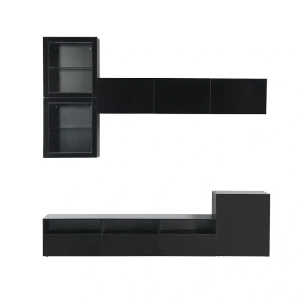 SINOFURN Modern/Contemporary Black Tv Cabinet (Accommodates TVs up to 70-in)
