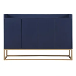 SINOFURN Rustic Light Brown Wood Sideboard with Bamboo Cabinet Body and Rattan Weave Detail