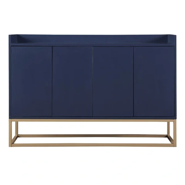 SINOFURN Rustic Light Brown Wood Sideboard with Bamboo Cabinet Body and Rattan Weave Detail